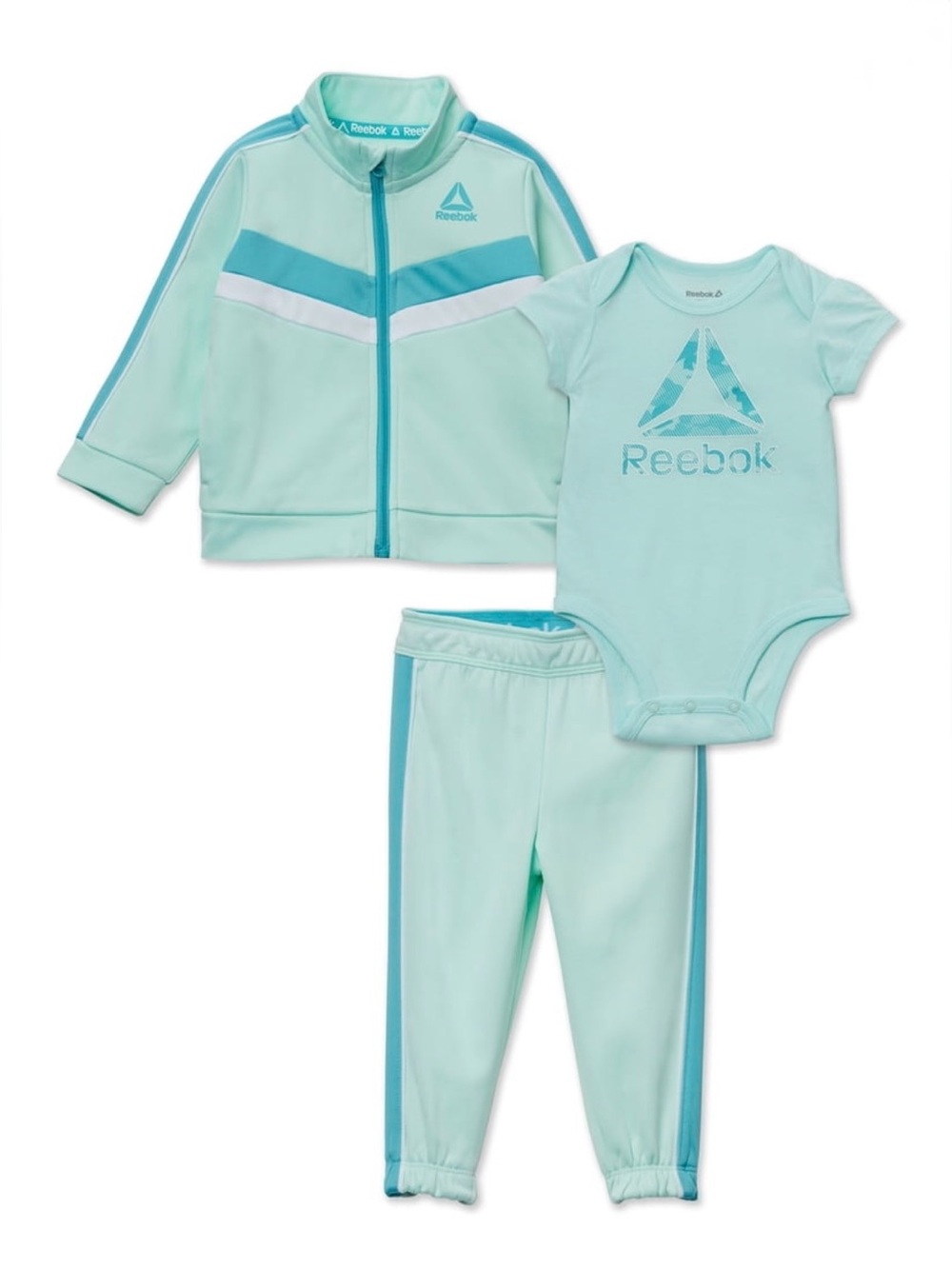 EUC- REEBOK Baby Zip-Up Jacket, Bodysuit and Jogger Pant Set- Size 6-9 months